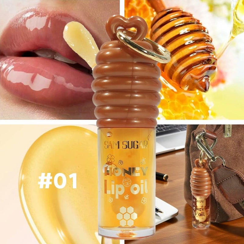 SAM SUGAR Honey Essence Lip Oil, Long-lasting Moisturizing Lip Gloss, Reduces Lip Lines, Transparent Moisturizing Lip Glaze (Cross-border E-commerce)